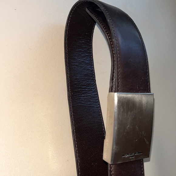 Stephane Kelian Black Leather Belt with Brushed Silver Buckle main image 8
